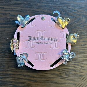 Juicy Couture Gold and Silver Heart Hair Clips 6 pack